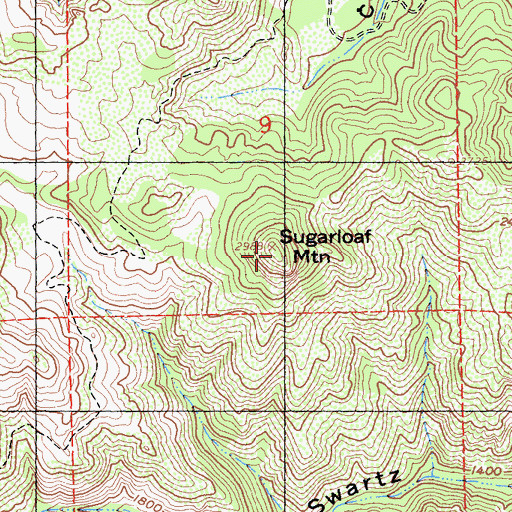 Topographic Map of Sugarloaf Mountain, CA
