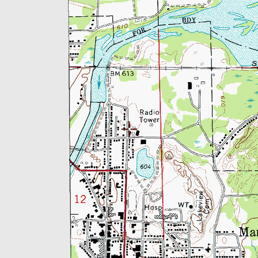 Topographic Map of Manistique Department of Public Safety Fire Station, MI