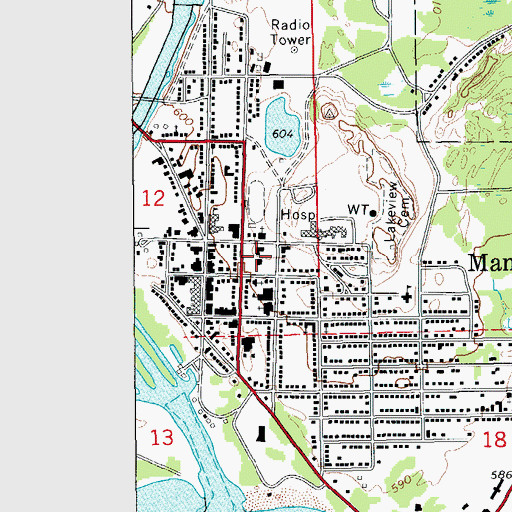 Topographic Map of Schoolcraft County Courthouse, MI