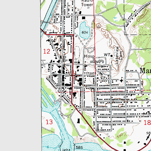 Topographic Map of First Baptist Church, MI