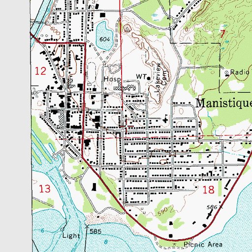 Topographic Map of Saint Alban's Episcopal Church, MI