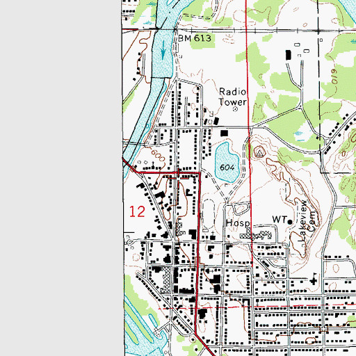 Topographic Map of First United Methodist Church, MI