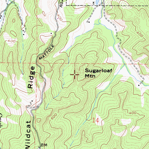 Topographic Map of Sugarloaf Mountain, CA