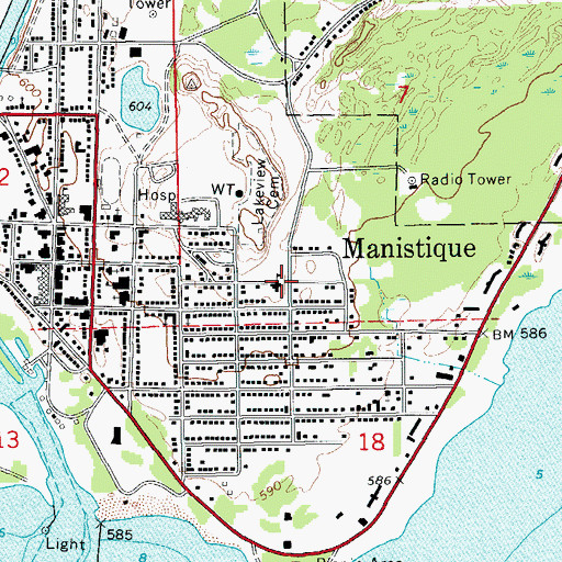 Topographic Map of Emerald Elementary School, MI