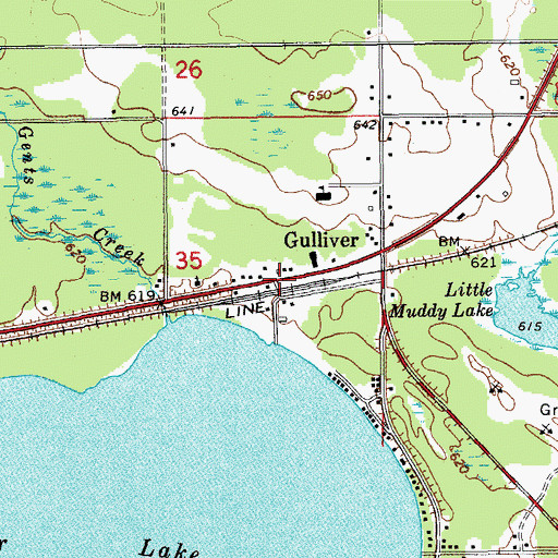 Topographic Map of Gulliver Station, MI