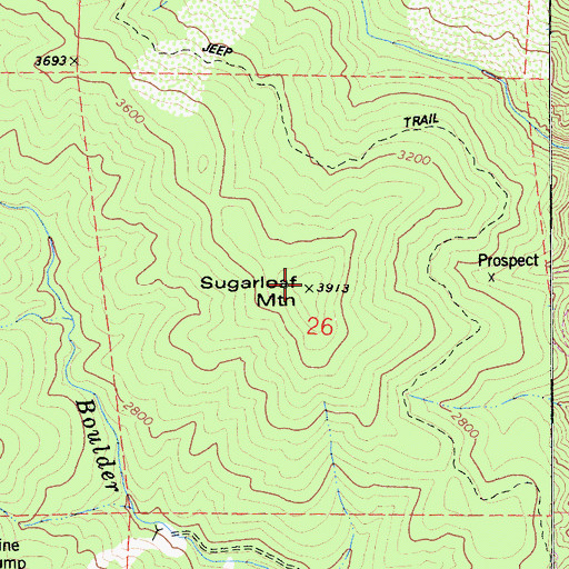 Topographic Map of Sugarloaf Mountain, CA