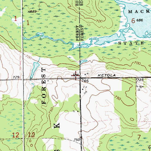 Topographic Map of Blue Heron Golf Course, MI