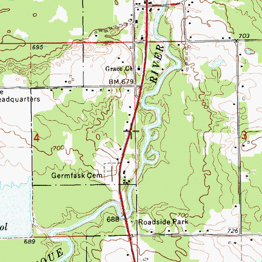 Topographic Map of Big Cedar Campground, MI