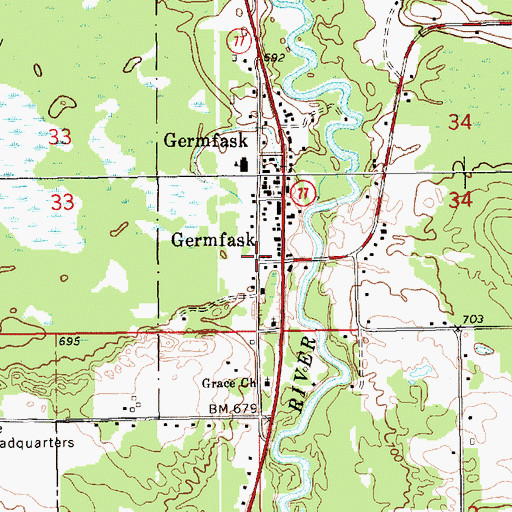 Topographic Map of Germfask Post Office, MI