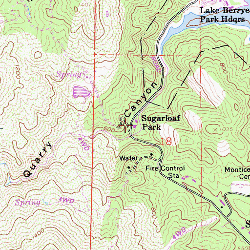 Topographic Map of Sugarloaf Park, CA