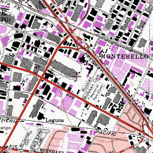 Topographic Map of Los Angeles Eastside Airport (historical), CA