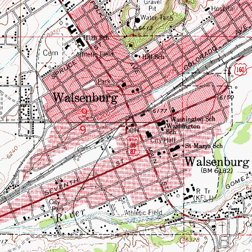 Topographic Map of Huerfano County Courthouse, CO
