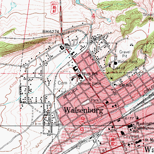 Topographic Map of Huerfano County High School (historical), CO