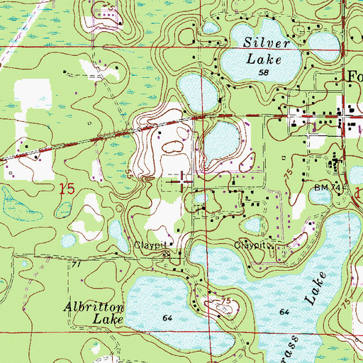 Topographic Map of Fort McCoy Cemetery, FL