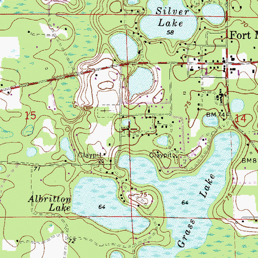 Topographic Map of Pleasant Grove Cemetery, FL