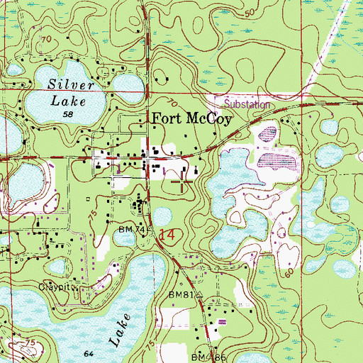 Topographic Map of Marion County Fire Rescue Fort McCoy Station 7, FL