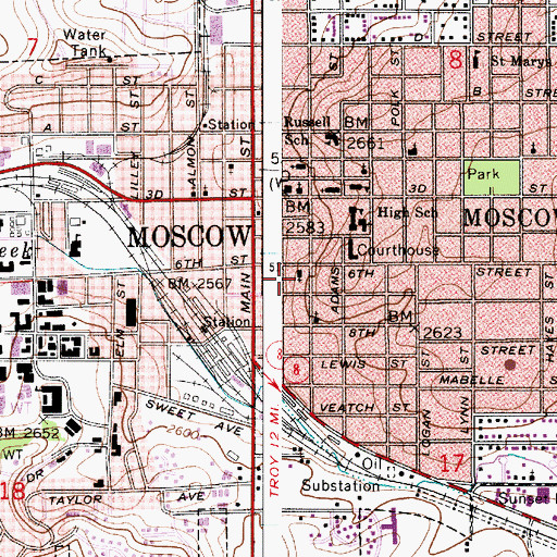 Topographic Map of Our Saviors Lutheran Church, ID