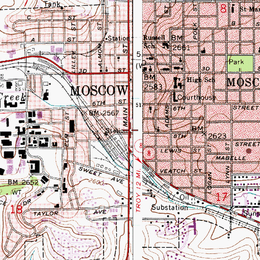Topographic Map of First Church of Christ Scientist, ID