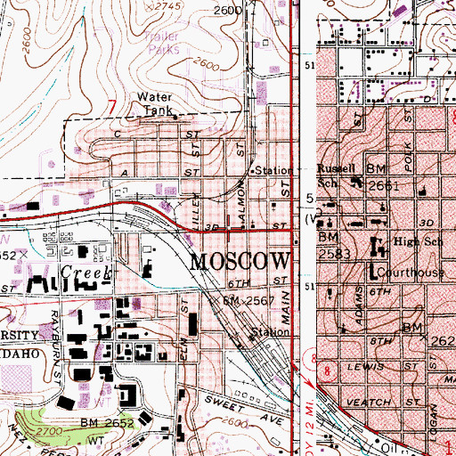 Topographic Map of Church of the Nazarene, ID