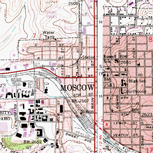 Topographic Map of Seventh Day Adventist Church, ID