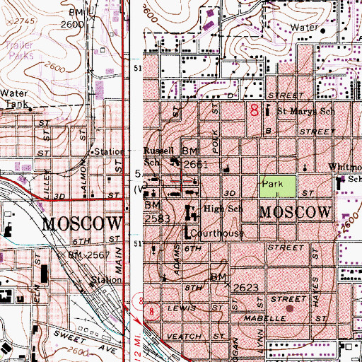 Topographic Map of Emmanuel Lutheran Church, ID