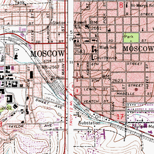 Topographic Map of Church of God, ID