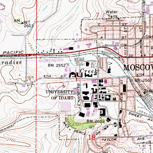 Topographic Map of McConnell Hall, ID