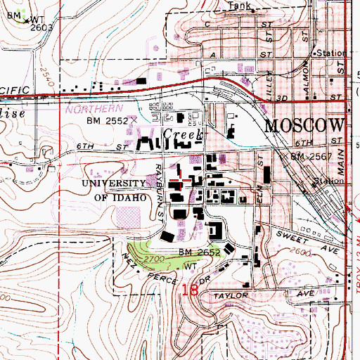 Topographic Map of Chrisman Hall, ID