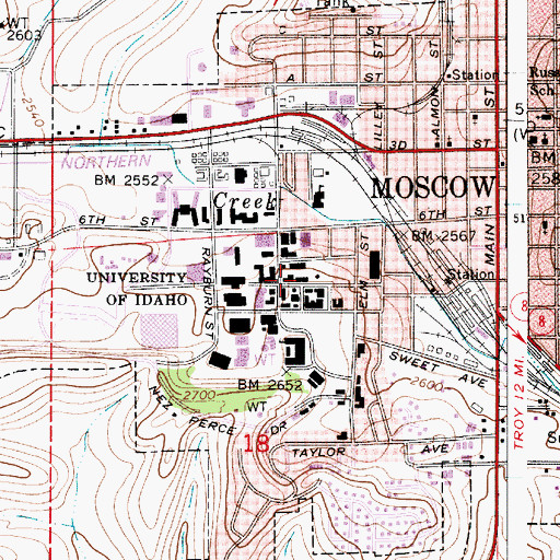 Topographic Map of Morrill Hall, ID