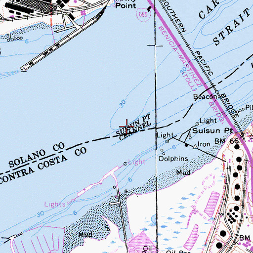 Topographic Map of Suisun Point Channel, CA