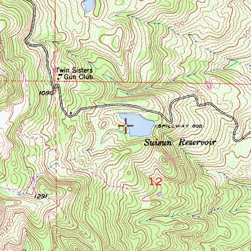 Topographic Map of Suisun Reservoir, CA