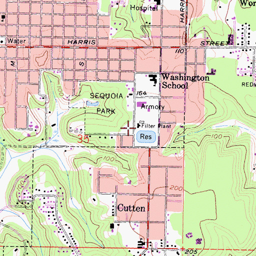 Topographic Map of City of Eureka Water Treatment Plant, CA