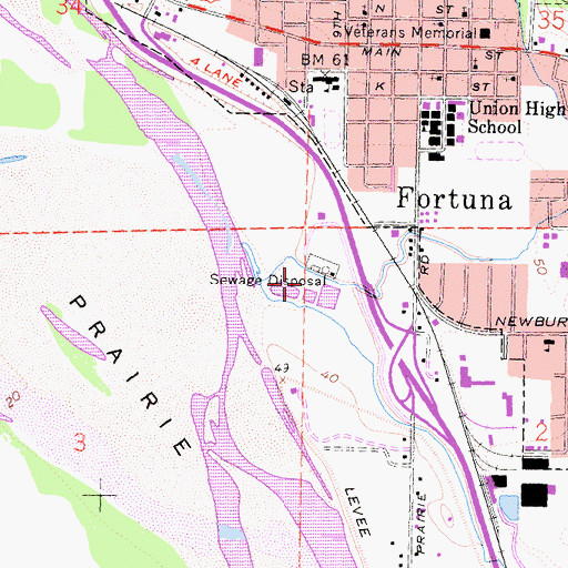 Topographic Map of City of Fortuna Wastewater Treatment Plant, CA