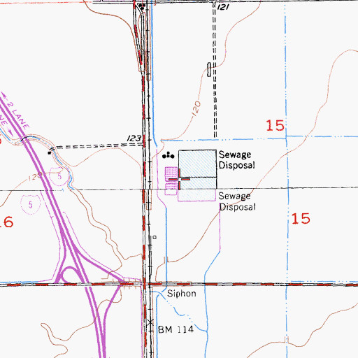 Topographic Map of Willows Wastewater Treatment Plant, CA