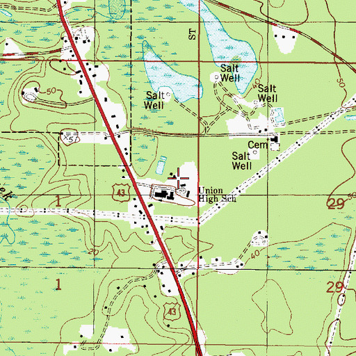 Topographic Map of Wiggins Stadium, AL