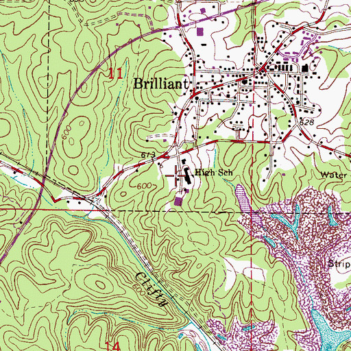 Topographic Map of Douglas Walker Stadium, AL