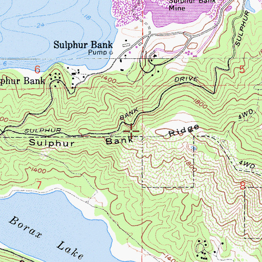 Topographic Map of Sulphur Bank Ridge, CA