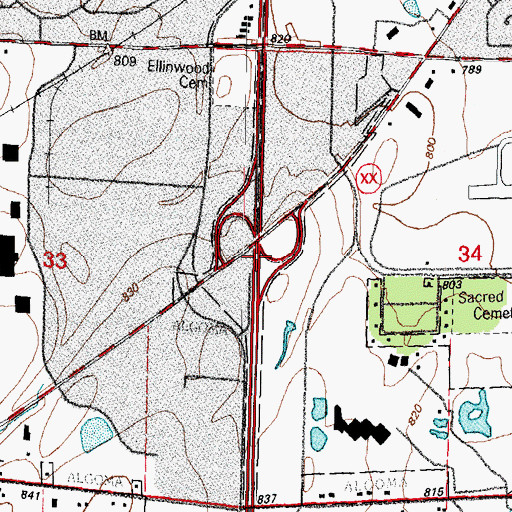 Topographic Map of Interchange 116, WI