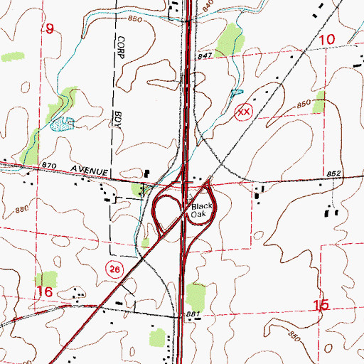 Topographic Map of Interchange 113, WI
