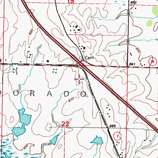 Topographic Map of Interchange 106, WI