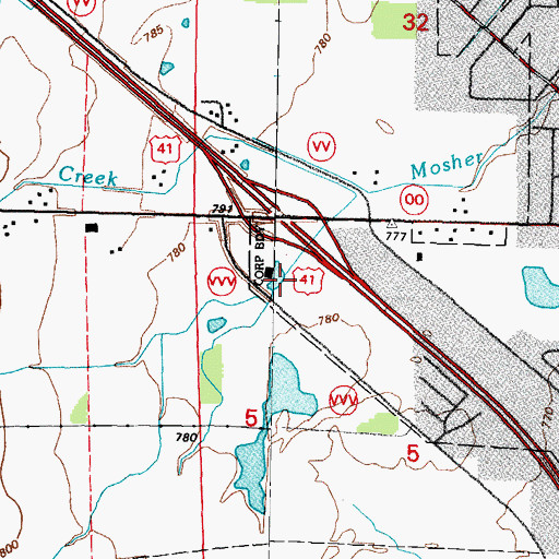 Topographic Map of Interchange 101, WI