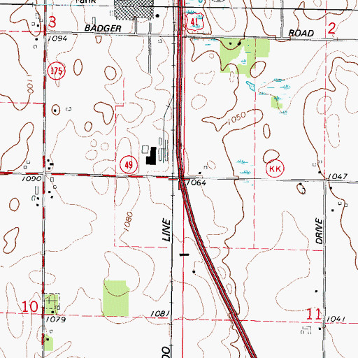 Topographic Map of Interchange 87, WI