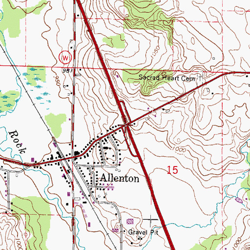 Topographic Map of Interchange 72, WI
