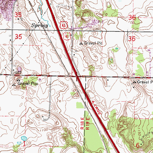 Topographic Map of Interchange 68, WI