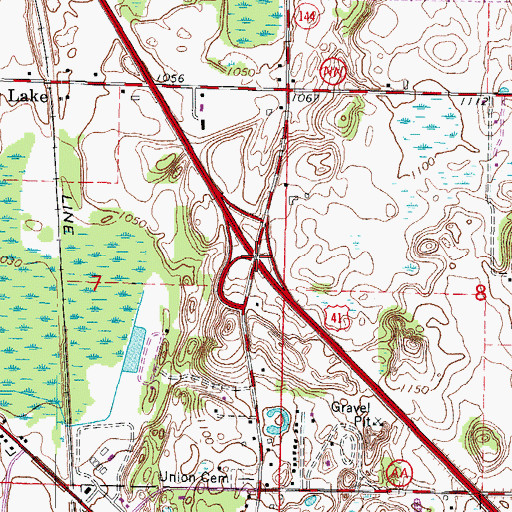 Topographic Map of Interchange 66, WI