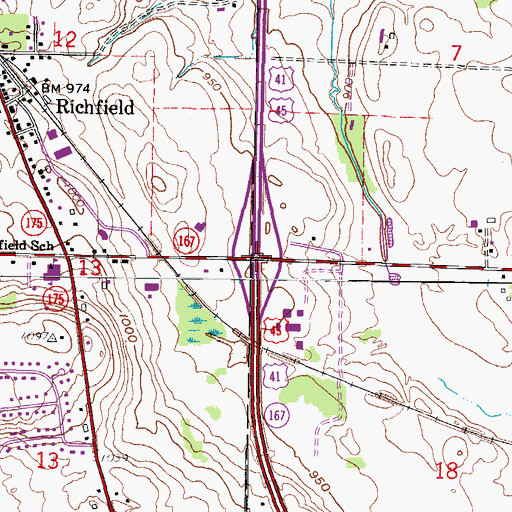 Topographic Map of Interchange 57, WI