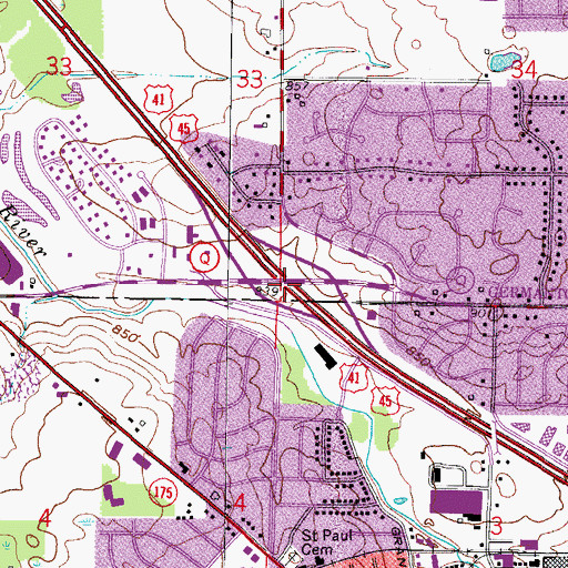 Topographic Map of Interchange 52, WI