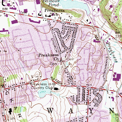 Topographic Map of Preakness Reformed Dutch Cemetery, NJ