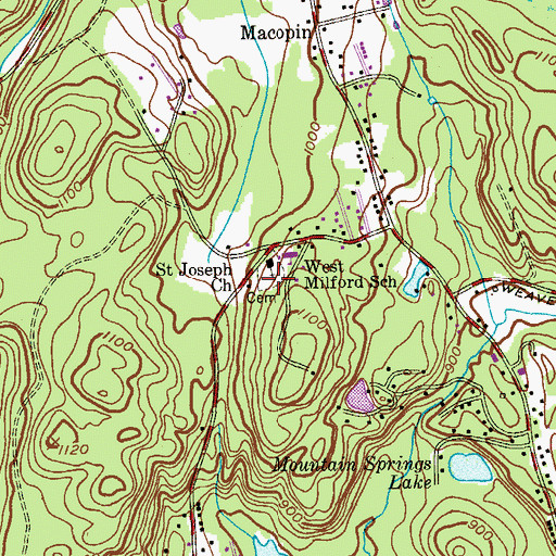 Topographic Map of Saint Josephs Roman Catholic Cemetery, NJ