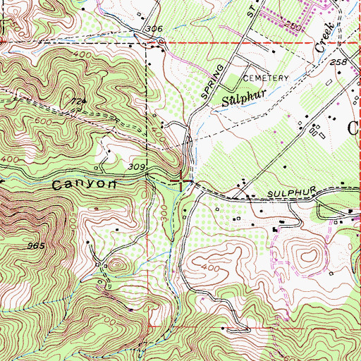 Topographic Map of Sulphur Canyon, CA